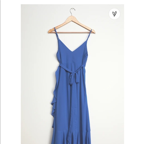 Blue wrap midi Lulus dress - Picture 4 of 5